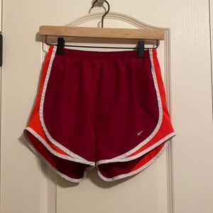Maroon and Orange Nike Shorts